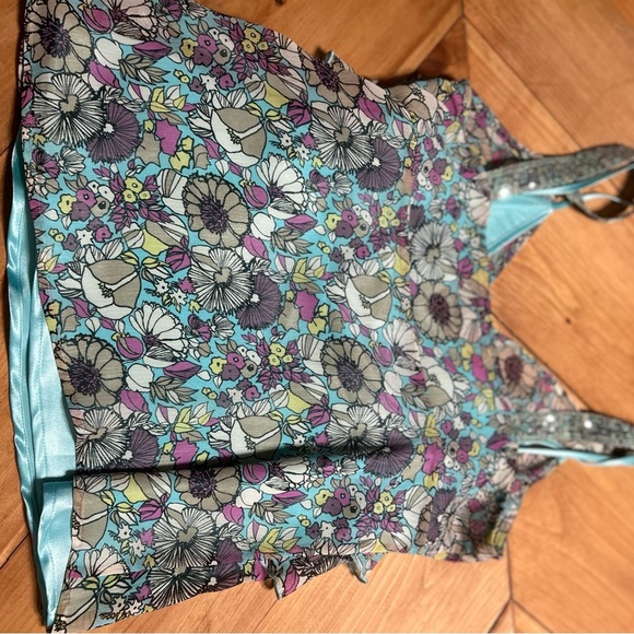 Nicole by Nicole Miller Floral Ruffle V-Neck Camisole - Multicolor - Picture 9 of 16